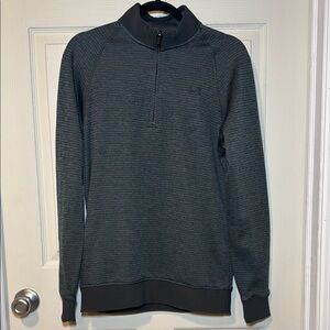 Under Armour Men’s Fleece Lined 1/4 Zip ColdGear Pullover in Grey Stripes Medium